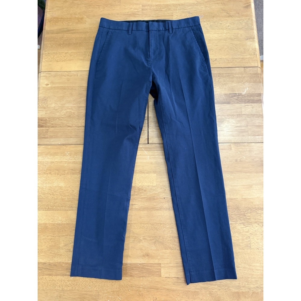 Bonobos Chinos Pants Mens 31x30 Blue Check Straight Fit Classic Casual Wednesday